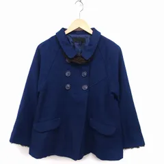 ジーナシス JEANASIS ステンカラー ジャケット コート アウター ダブル フェイクファー 無地 F ブルー 青 /FT22