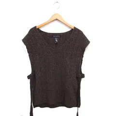 ミズイロインド mizuiro ind ニット ベスト Vネック サイドスリット ケーブル編み ウール ブラウン 茶 /FT44