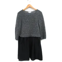 アナトリエ ANATELIER ワンピース 長袖 膝丈 切替 ウール シンプル 38 グレー 灰 /KT23