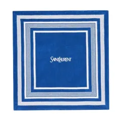 新品 SAINT LAURENT サンローラン ポルトガル製 BEACH TOWEL SQUARED ロゴ ビーチタオル 802295 YCL36 CAPRI BLUE 大判サイズ バスタオル 定価44,000円 g23998のサムネイル
