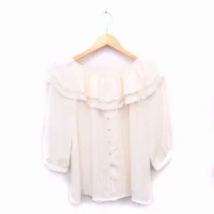 イング INGNI シャツ ブラウス デザインカラー 七分袖 ラグランスリーブ レース タック M アイボリー /HT9