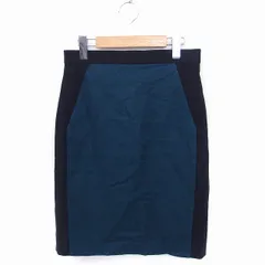 デプレ DES PRES トゥモローランド タイト スカート バイカラー ひざ丈 スリット ウール 1 グリーン 緑 ブラック 黒 /FT7