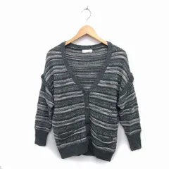 ジーナシス JEANASIS カーディガン ニット Vネック モヘヤ混 ウール混 リブ ドロップショルダー ストライプ 長袖 F 緑 グリーン /NT29