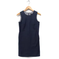 デミルクス ビームス Demi-Luxe BEAMS タイトワンピース ノースリーブ ひざ丈 丸首 スリット コットン 綿 36 ネイビー 紺 /FT33