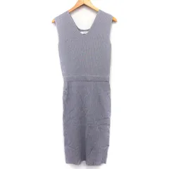 アンデミュウ Andemiu ワンピース Iライン ロング ミモレ丈 リブ シンプル ノースリーブ Vネック F グレー 灰 /HT20