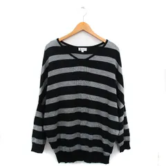 エムケー ミッシェルクラン MK MICHEL KLEIN ニット セーター 長袖 Vネック ボーダー 38 ブラック 黒 /KT32