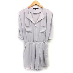 マーキュリーデュオ MERCURYDUO オールインワン サロペット シャツワンピ風 ショートパンツ シフォン 無地 シンプル 七分袖 Vネック F グレージュ /HT9のサムネイル