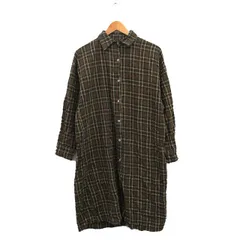 ブルーイースト BLUE EAST シャツ ワンピース ロング 長袖 コットン チェック ブラウン 茶 /KT15