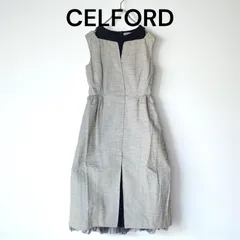 美品 CELFORD セルフォード レイヤードワンピース シルバー パーティードレス