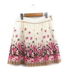 フェルゥ Feroux プリーツスカート ミニ 花柄 ドット 2 アイボリー 白 /KT16