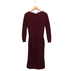 ナノユニバース nano universe ケーブル編み ニット ワンピース 長袖 ロング ウール 36 レッド 赤 /FT15