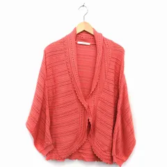 エフデ ef-de ニット カーディガン 長袖 綿混 かぎ針編み フリル リブ 13 ピンク /HT24