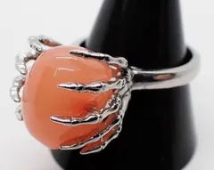 【フリーサイズ】スカル　持ち　骨手　骨　手　ドクロ　シルバー　リング　指輪　ストリート　ゴスロリ