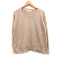アメリカンホリック AMERICAN HOLIC セーター ニット 無地 シンプル 切替リブ ラグランスリーブ 長袖 Vネック コットン 綿 M ベージュ /HT3