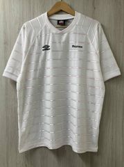 Supreme x Umbro ボーダーTシャツ ホワイト ピンク Lサイズ - メルカリ