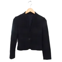 アナイ ANAYI ノーカラー ジャケット クロップド ツイード ラメ混 ウール混 総裏地 36 黒 ブラック /NT13