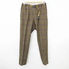 グラミチ GRAMICCI エディフィス417 パンツ テーパード ロング チェック ゴム ベルト 茶 黒 青 ブラウン ブラック ブルー F