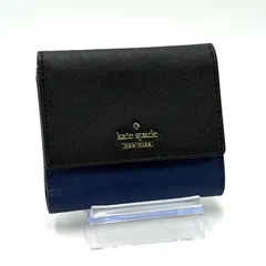 kate spade NEW YORK  ケイトスペード 二つ折り財布 コンパクト財布 お札入れ ゴールド金具 男女兼用 ネイビー ブラック レザーのサムネイル