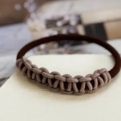 国産ゴム使用。静電気除去（茶×茶）。選べる編み込みヘアゴム【ブレスレット兼用】