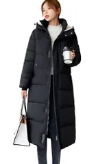 [Sulliwayu] ロングコート レディース 冬 中綿 コート アウター ベンチコート フード付き 大きいサイズ カジュアル シンプル ロング丈 中綿入り 厚手 あったか 防寒 秋冬e 598d215e