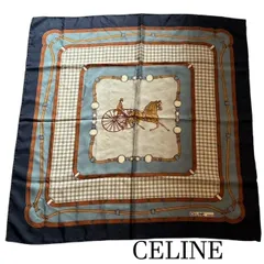 セリーヌ　CELINE　トリンオフロゴ　馬車柄　大判シルクスカーフ　85W