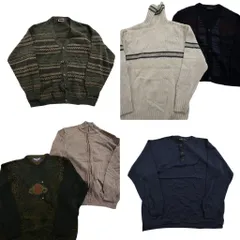古着卸 まとめ売り セーター MIX 6枚セット (メンズ L ) ヘンリーネック カーディガン タートルネック フルジップ 中古 古着 ND5798