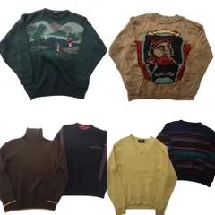 古着卸 まとめ売り セーター MIX 6枚セット (メンズ L ) ゴルフモチーフ ハーフジップ Vネック 中古 古着 ND5816