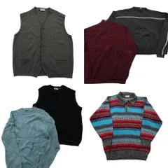 古着卸 まとめ売り セーター MIX 6枚セット (メンズ L ) ニットポロ ベスト カーディガン ハーフジップ 中古 古着 ND5836