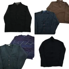 古着卸 まとめ売り セーター MIX 6枚セット (メンズ L ) フルジップ カーディガン クルーネック ケーブル編み 中古 古着 ND5833