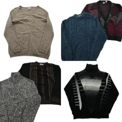 古着卸 まとめ売り セーター MIX 6枚セット (メンズ L ) Ｖネック フルジップ カーディガン 英文字 ニット 中古 古着 ND5828