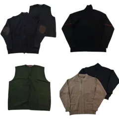 古着卸 まとめ売り セーター MIX 6枚セット (メンズ L ) エルボーパッチ フルジップ ベスト カーディガン ニット 中古 古着 ND5857