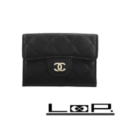 シャネル ■新同■ コンパクト ウォレット 三つ折り 財布 札入れ 小銭入れ カード入れ キャビアスキン ブラック 【544101】10