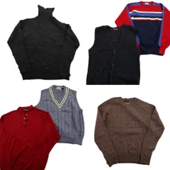 古着卸 まとめ売り セーター MIX 6枚セット (メンズ L ) タートルネック ニットポロ ベスト カーディガン 中古 古着 ND5867