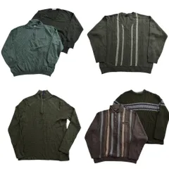 古着卸 まとめ売り セーター MIX 6枚セット (メンズ M ) ポロニット ライン ハーフジップ Vネック 中古 古着 ND5921