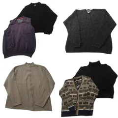古着卸 まとめ売り セーター MIX 6枚セット (メンズ L ) ベスト カーディガン フルジップ 総柄 中古 古着 ND5955