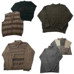古着卸 まとめ売り セーター MIX 6枚セット (メンズ L ) ベスト カーディガン タートルネック ニットポロ 中古 古着 ND5887