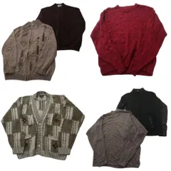 古着卸 まとめ売り セーター MIX 6枚セット (メンズ L ) フルジップ カーディガン クルーネック ニット 中古 古着 ND5882