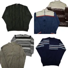 古着卸 まとめ売り セーター MIX 6枚セット (メンズ L ) フルジップ カーディガン タートルネック ボーダー ニット 中古 古着 ND5917
