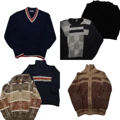 古着卸 まとめ売り セーター MIX 6枚セット (メンズ S ) タートルネック フルジップ Ｖネック ニット 中古 古着 ND5909