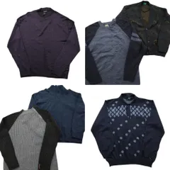 古着卸 まとめ売り セーター MIX 6枚セット (メンズ L ) ニットポロ カーディガン ハーフジップ タートルネック 中古 古着 ND5908