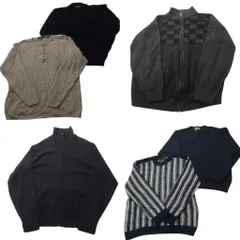 古着卸 まとめ売り セーター MIX 6枚セット (メンズ L ) カーディガン ヘンリーネック フルジップ ストライプ 中古 古着 ND5943