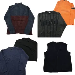 古着卸 まとめ売り セーター MIX 6枚セット (メンズ L ) ベスト カーディガン ハーフジップ 襟付き クルーネック 中古 古着 ND5969
