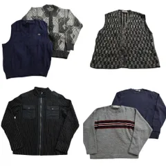 古着卸 まとめ売り セーター MIX 6枚セット (メンズ L ) カーディガン ベスト フルジップ ストライプ 中古 古着 ND5985