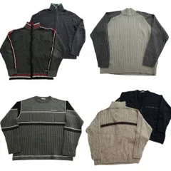 古着卸 まとめ売り セーター MIX 6枚セット (メンズ L ) カーディガン フルジップ 英文字 リブニット ラグラン 中古 古着 ND5983