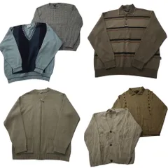 古着卸 まとめ売り セーター MIX 6枚セット (メンズ L ) フルジップ 襟付き カーディガン ニットポロ 中古 古着 ND6005