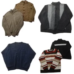 古着卸 まとめ売り セーター MIX 6枚セット (メンズ L ) カーディガン ケーブル編み ショールカラーボーダー ニット 中古 古着 ND6004
