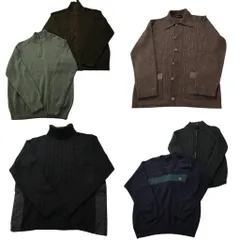 古着卸 まとめ売り セーター MIX 6枚セット (メンズ L ) リブニット フルジップ Ｖネック タートルネック カーディガン 中古 古着 ND6039