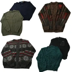 古着卸 まとめ売り セーター MIX 6枚セット (メンズ L ) カーディガン ニットポロ カーディガン フルジップ 中古 古着 ND6038