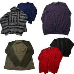 古着卸 まとめ売り セーター MIX 6枚セット (メンズ L ) メキシカンパーカー カーディガン ラグラン リブニット 中古 古着 ND6037