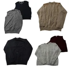 古着卸 まとめ売り セーター MIX 6枚セット (メンズ L ) ベスト カーディガン クルーネック フルジップ ニット 中古 古着 ND6028